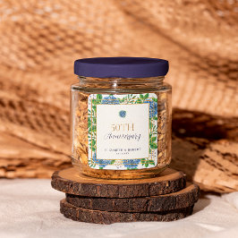 金ゴールドブルーアジサイ結婚50周年記念パーティー スクエアシール