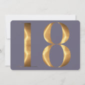 金ゴールドブルーアジサイ18誕生日写真 招待状 (裏面)