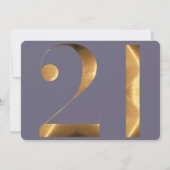 金ゴールドブルーアジサイ21歳の誕生日の写真 招待状 (裏面)