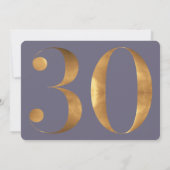 金ゴールドブルーアジサイ30歳の誕生日の写真 招待状 (裏面)