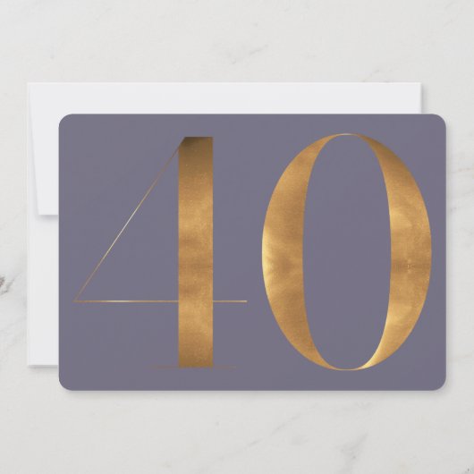 金ゴールドブルーアジサイ40歳の誕生日の写真 招待状 (裏面)