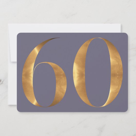 金ゴールドブルーアジサイ60誕生日写真 招待状 (裏面)