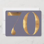 金ゴールドブルーアジサイ70誕生日写真 招待状 (裏面)