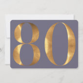 金ゴールドブルーアジサイ80誕生日写真 招待状 (裏面)