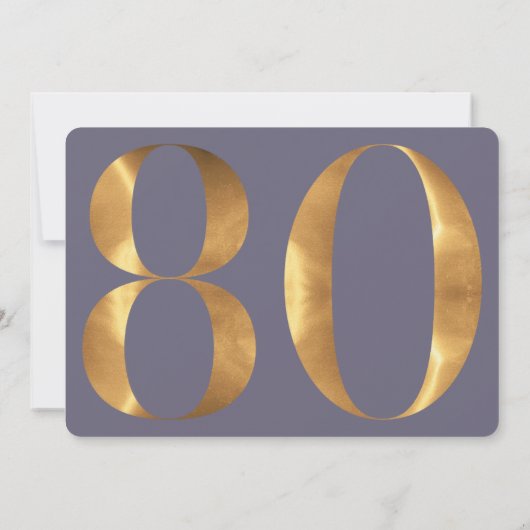 金ゴールドブルーアジサイ80誕生日写真 招待状 (裏面)