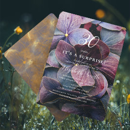 金ゴールドブルーアジサイ・サプライズ30th誕生日 招待状