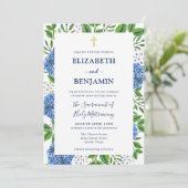 金ゴールドブルーアジサイQRコードカソリッ結婚ク 招待状 (スタンド正面)