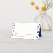 金ゴールドブルーインジゴ水色ドットバーバルミツワー プレイスカード (正面)