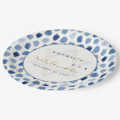 金ゴールドブルーインジゴ水色ドットバーバルミツワー ペーパープレート (アングル)