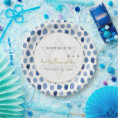 金ゴールドブルーインジゴ水色ドットバーバルミツワー ペーパープレート (パーティー)