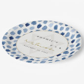 金ゴールドブルーインジゴ水色ドットバーバルミツワー ペーパープレート (アングル)