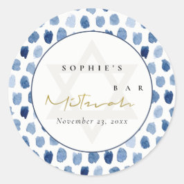 金ゴールドブルーインジゴ水色ドットバーバルミツワー ラウンドシール