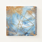 金ゴールドブルーウォーターの色抽象芸術名スクリプト ノートブック (裏面)