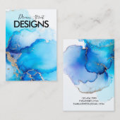 金ゴールドブルーウォーターカラーイヤリングディスプレイカード 名刺 (正面/裏面)