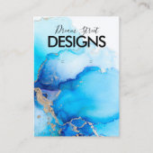 金ゴールドブルーウォーターカラーイヤリングディスプレイカード 名刺 (正面)