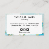 金ゴールドブルーウォーターカラー書道絵画（ばちゃばちゃ）跳ねる 名刺 (裏面)