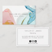 金ゴールドブルーウォーターカ絵画ラーズ(ばちゃばちゃ)跳ねるビジネスCA 名刺 (正面/裏面)