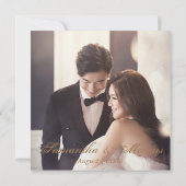 金ゴールドブルーウォーター色フローラバラ結婚リース サンキューカード (裏面)