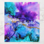 金ゴールドブルーウォーター色 ワインラベル (シングルラベル)