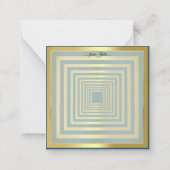 金ゴールドブルーエレガントスクエア3d効果 ノートカード (裏面)