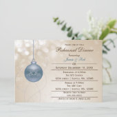 金ゴールドブルーオーナメントウィンターウェディングリハーサル招待状 招待状 (スタンド正面)