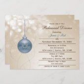 金ゴールドブルーオーナメントウィンターウェディングリハーサル招待状 招待状 (正面/裏面)