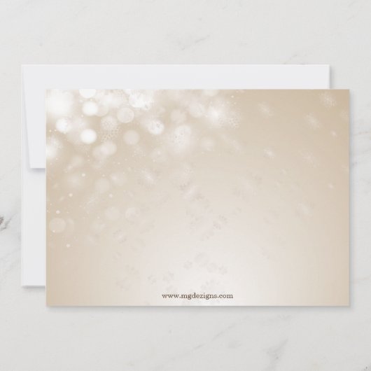 金ゴールドブルーオーナメントスノーフレークスウィンターブライダルシャワー 招待状 (裏面)