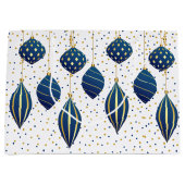 金ゴールドブルークリスマスオーナメント ラージペーパーバッグ (正面)