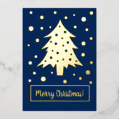 金ゴールドブルークリスマスツリークリスマスホリデーザウィズ 箔シーズンカード (正面)