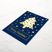 金ゴールドブルークリスマスツリークリスマスホリデーザウィズ 箔シーズンカード (回転した状態)