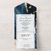 金ゴールドブルークリームコウィド オールインワン招待状 (内側)