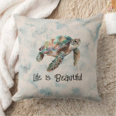 金ゴールドブルークリームドリームシーカメ クッション (ブランケット)