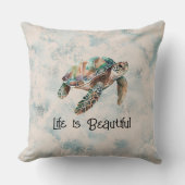 金ゴールドブルークリームドリームシーカメ クッション (正面)