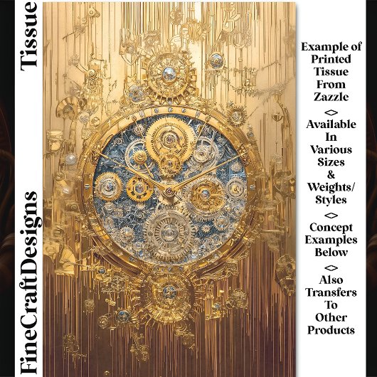金ゴールドブルークロック、ギアねじCogs DG8デコページ 薄葉紙