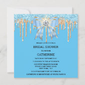 金ゴールドブルーグリッターダイヤモンドボウきらめく灯 招待状 (正面)