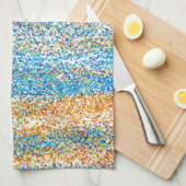 金ゴールドブルーグリッター抽象芸術 キッチンタオル (四つ折り)