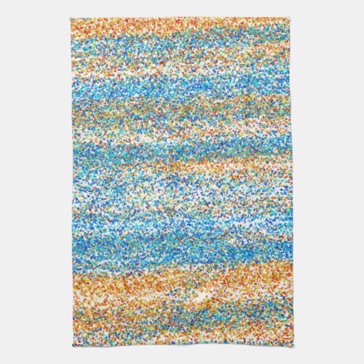 金ゴールドブルーグリッター抽象芸術 キッチンタオル (縦)