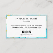 金ゴールドブルーグリーンウォーターカラーブ縁どラック 名刺 (裏面)