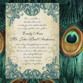 金ゴールドブルーグリーンペイズリーピーコッ結婚クズノピーコック 招待状