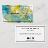 金ゴールドブルーグ絵画リーンの（ばちゃばちゃ）跳ねるプロフェッショナル 名刺 (正面/裏面)