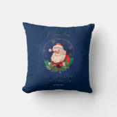 金ゴールドブルーサンタエレガントヴィンテージメリークリスマス クッション (正面)