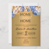 金ゴールドブルーシルバーグリッター引っ越し祝いパーティーパーティー 招待状 (正面)