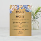 金ゴールドブルーシルバーグリッター引っ越し祝いパーティーパーティー 招待状 (スタンド正面)