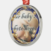 金ゴールドブルーシルバーフォトフレームクリスマスオーナメント メタルオーナメント (左)