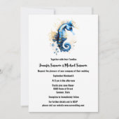 金ゴールドブルーシーホースファンタジービーチ沿岸シック 招待状 (正面)