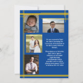 金ゴールドブルースクールカラー卒業写真プライド 招待状 (裏面)