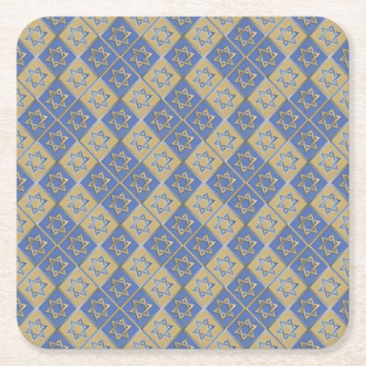 金ゴールドブルースターオブデイヴィッドアートパネル スクエアペーパーコースター (正面)