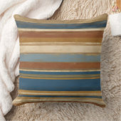 金ゴールドブルースベージュとブロンズストライプズ クッション (ブランケット)