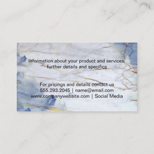 金ゴールドブルーテクスチャ大理石 名刺 (裏面)