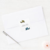 金ゴールドブルードラゴン結婚式用シール スクエアシール (封筒)